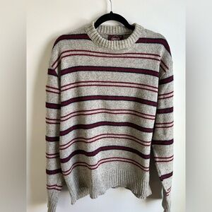 Vintage Campus Men's Striped Gray Sweater x-large